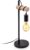 B.K.Licht – Landelijke zwarte Tafellamp – retro design – industriële bedlamp met hout – E27 fitting – excl. lichtbron