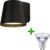 Buitenlamp – Wandlamp buiten – Badkamerlamp – Monaco – Zwart – IP54 + Philips CorePro GU10 LED spot – 3.5 watt – 2700K warm wit