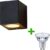 Buitenlamp – Wandlamp buiten – Badkamerlamp – Nice – Zwart – IP54 + Philips CorePro GU10 LED spot – 3.5 watt – 2700K warm wit