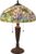 HAES DECO – Tiffany Tafellamp Ø 41×60 cm Geel Groen Glas Driehoek Vogel Tiffany Bureaulamp Tiffany Lampen Glas in Lood