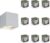 WallDeco LED Wandlampen set vierkant – Wit – Verstelbaar licht – Geschikt voor buiten en binnen – 10 stuks